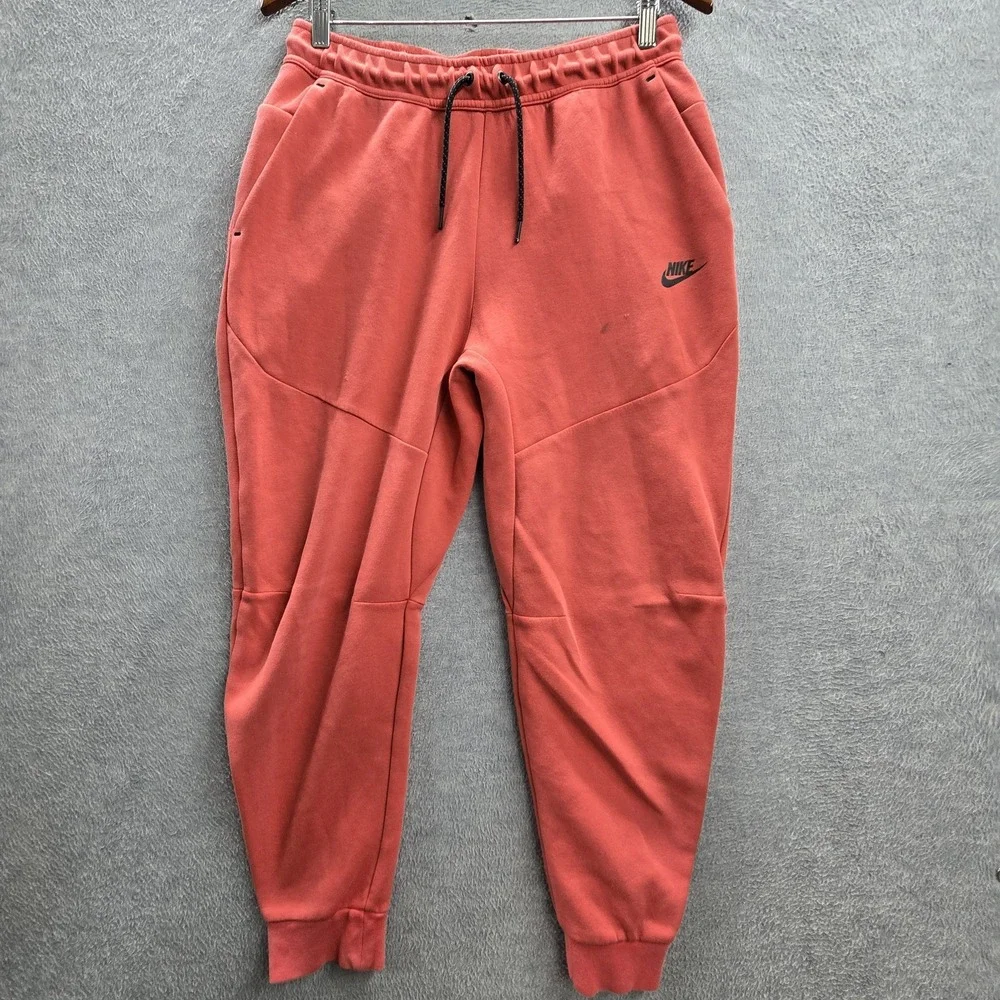 Nike Men Pants M Red Tech Fleece Jogger Zipper 24